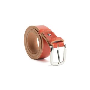 Cintura artigianale in cuoio con fibbia da 4 cm di colore arancione scuro