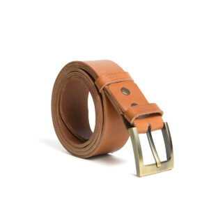 Cintura artigianale in cuoio da 4 cm con fibbia liscia colore naturale