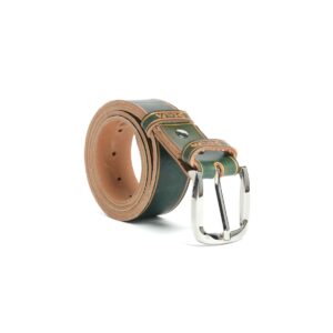 Cintura artigianale in cuoio da 4 cm con fibbia liscia colore verde