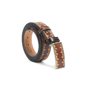 Cintura in cuoio artigianale da uomo - Marrone 3 cm Stampinata