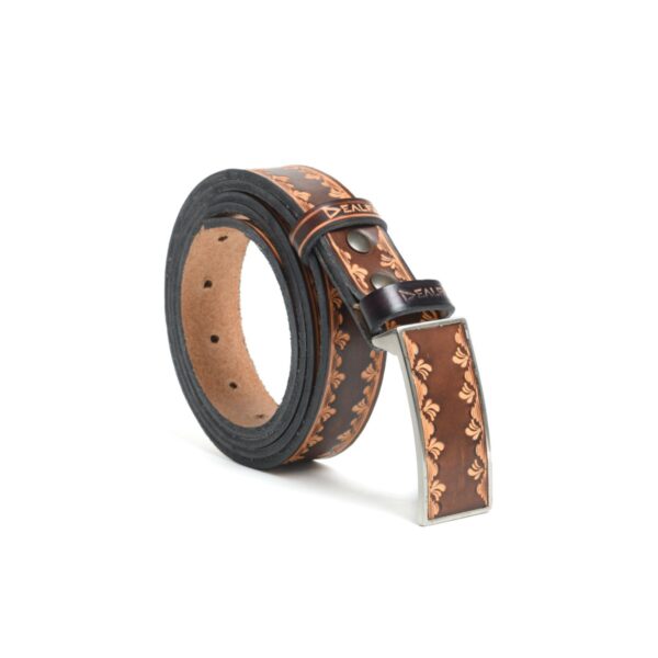 Cintura in cuoio artigianale da uomo - Marrone 3 cm Stampinata