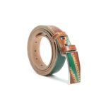 Cintura Artigianale in Cuoio 3 cm – Verde/Marrone con Fibbia Stampinata
