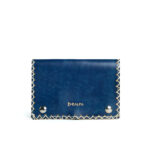 Porta Tabacco piatto in cuoio liscio colore blu